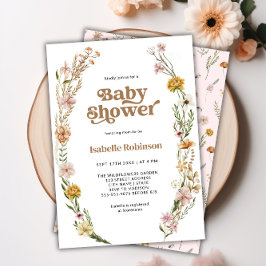 Invitación Un pequeño Chica de Moda de Boho de Flores Silvest