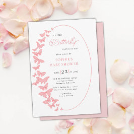 Invitación Un pequeño Chica de Moda de mariposa rosada de Boh