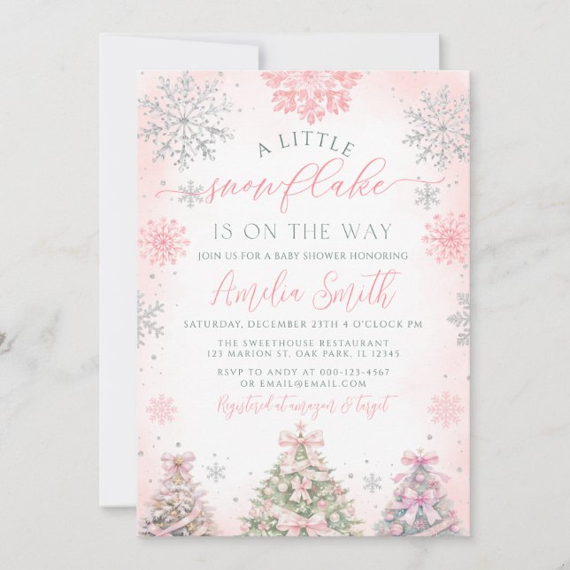 Invitación Un pequeño Chica de nieve en Baby Shower (Anverso)