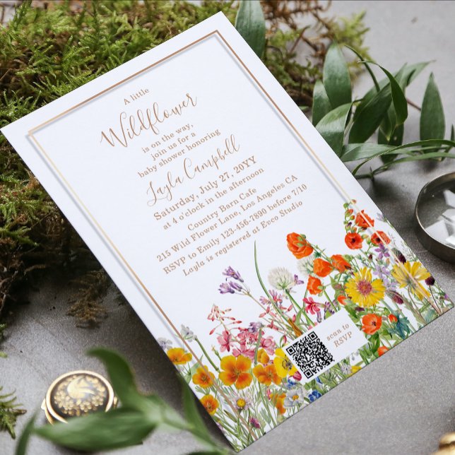 Invitación Un pequeño Chica del Boho de Flores Silvestres en  (Subido por el creador)