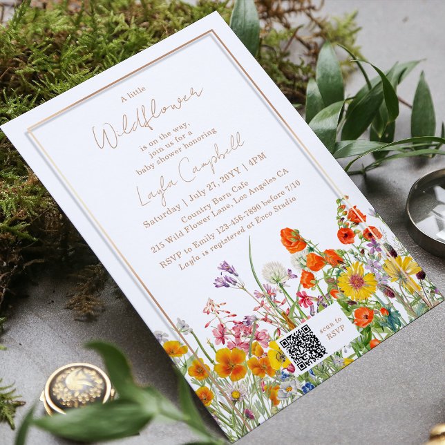 Invitación Un pequeño Chica del Boho de Flores Silvestres en  (Subido por el creador)