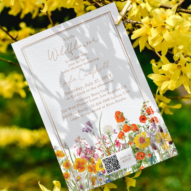 Invitación Un pequeño Chica del Boho de Flores Silvestres en  (Subido por el creador)