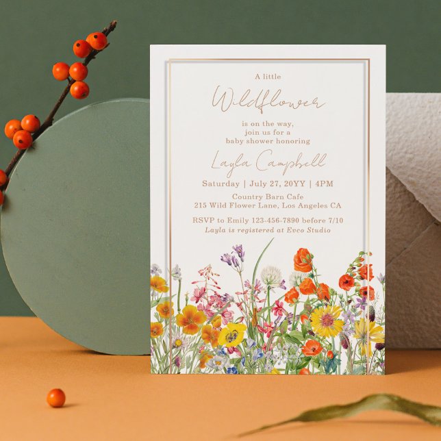 Invitación Un pequeño Chica del Boho de Flores Silvestres en  (Subido por el creador)