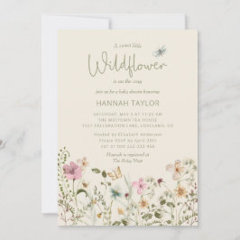 Invitación Un pequeño Chica del Boho de Flores Silvestres en