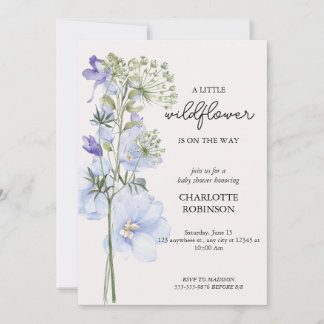 Invitación Un pequeño Chica elegante de flores silvestres Bab