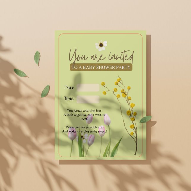 Invitación Un pequeño Chica elegante de flores silvestres Bab (#invitation)