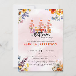 Invitación Un pequeño Chica natural de Boho de Flores Silvest