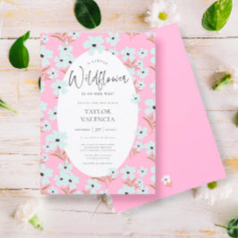 Invitación Un pequeño Chica rosado Boho de Flores Silvestres 
