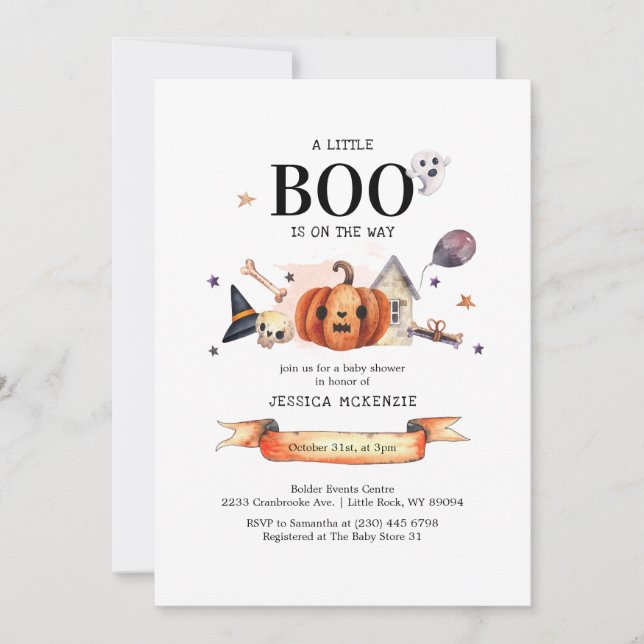 Invitación Un pequeño chicle en el Baby Shower de Halloween (Anverso)
