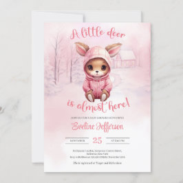 Invitación Un pequeño ciervo casi está aquí en invierno rosa