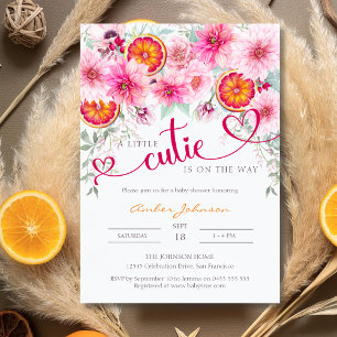 Invitación Un pequeño cítrico cútimo y un Baby Shower floral