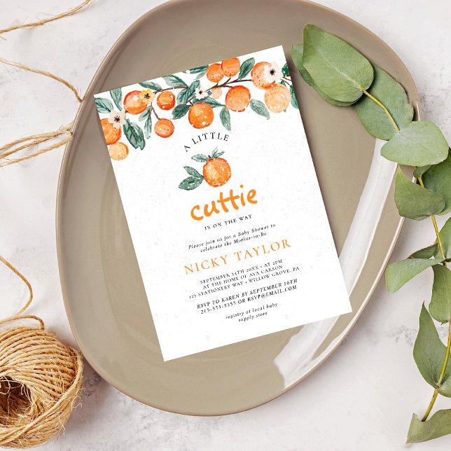 Invitación Un pequeño Citrus Naranja Cutie Baby Shower (Subido por el creador)