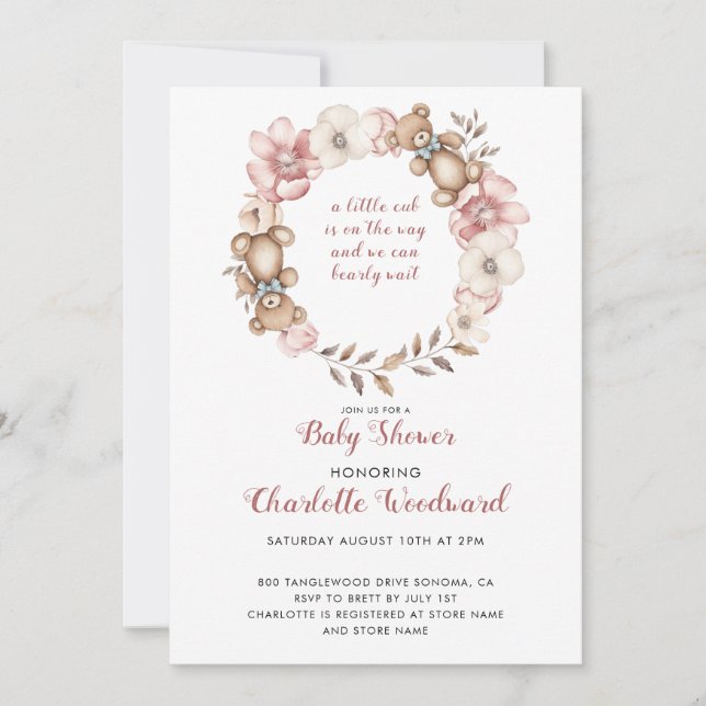 Invitación Un pequeño club está en camino Chica Baby Shower (Anverso)