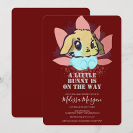 Invitación Un pequeño conejito burdeos Baby Shower