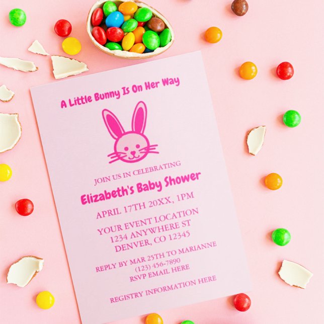Invitación Un Pequeño Conejito Camino A Baby Shower (Subido por el creador)
