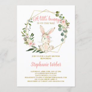 Invitación Un pequeño conejito chica de ducha para bebés