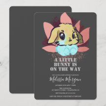 Un pequeño conejito con Baby Shower Gray