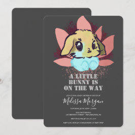 Invitación Un pequeño conejito con Baby Shower Gray