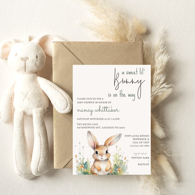 Invitación Un Pequeño Conejo Está En Camino De Baby Shower (Subido por el creador)