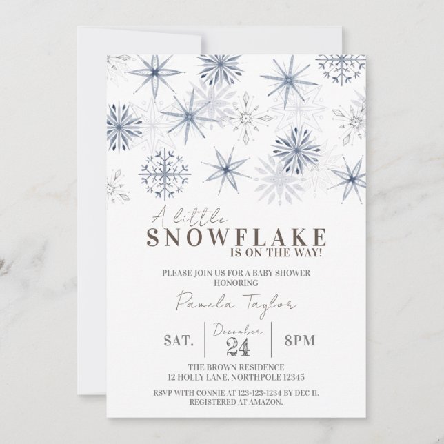 Invitación Un pequeño copo de nieve en camino a Baby Shower (Anverso)