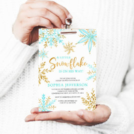 Invitación Un pequeño copo de nieve en camino a Baby Shower