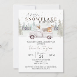 Invitación Un pequeño copo de nieve en camino a Baby Shower