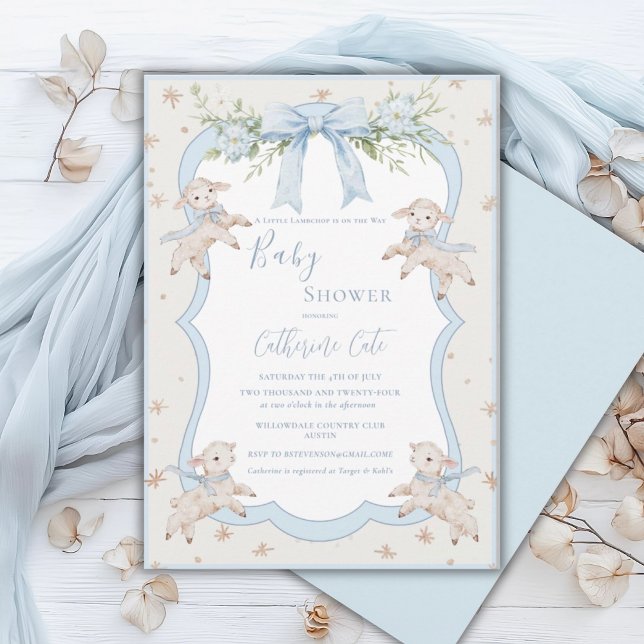 Invitación Un pequeño corderito azul Fiesta de bebé (Subido por el creador)