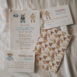 Invitación Un pequeño cowboy Clothesline Blue West Baby Showe