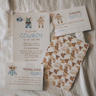 Invitación Un pequeño cowboy Clothesline Blue West Baby Showe