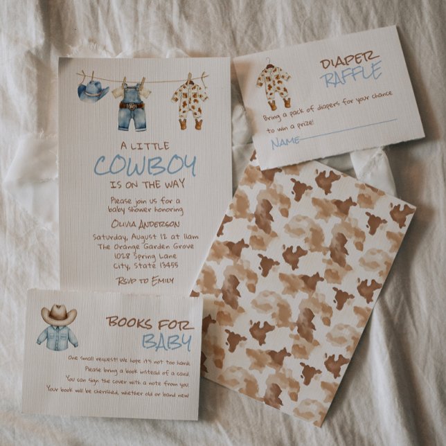 Invitación Un pequeño cowboy Clothesline Blue West Baby Showe (Subido por el creador)