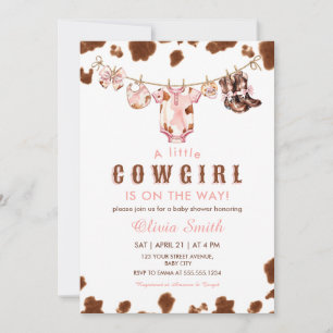 Invitación Un pequeño cowgirl Western Clothesline Baby Shower