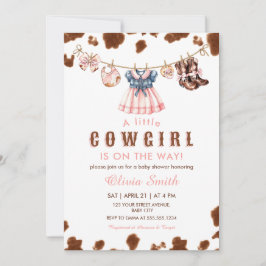Invitación Un pequeño cowgirl Western Clothesline Baby Shower
