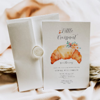 Invitación Un Pequeño Croissant Está En Camino De Baby Shower