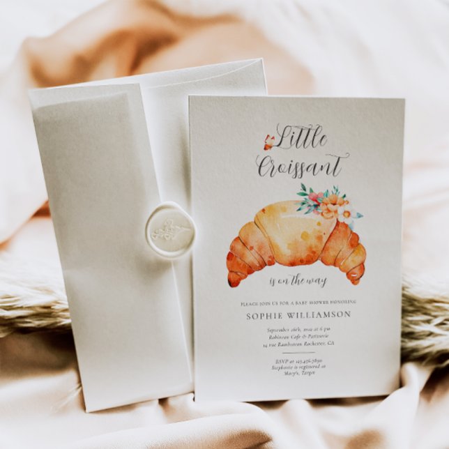 Invitación Un Pequeño Croissant Está En Camino De Baby Shower (Subido por el creador)