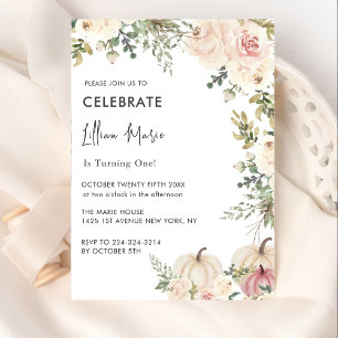 Invitación Un pequeño cumpleaños Chica de calabaza