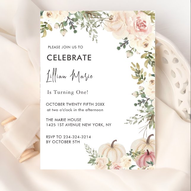 Invitación Un pequeño cumpleaños Chica de calabaza (Subido por el creador)