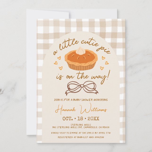 Invitación Un pequeño Cutie Pie está en camino (Anverso)