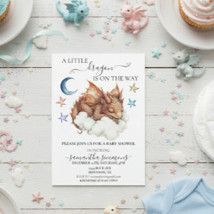 Invitación Un pequeño dragón durmiendo en la nube Baby Shower