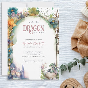 Invitación Un pequeño dragón está en camino a Baby Shower