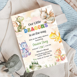 Invitación Un Pequeño Dragón Está En Camino Fiesta De Baby Sh