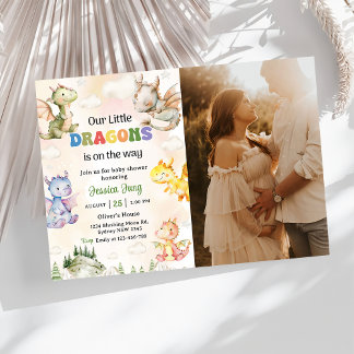Invitación Un Pequeño Dragón Está En Camino Fiesta De Baby Sh