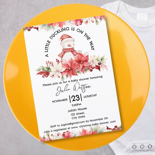 Invitación Un pequeño duckling está en camino a los Navidades (christmas little duckling)