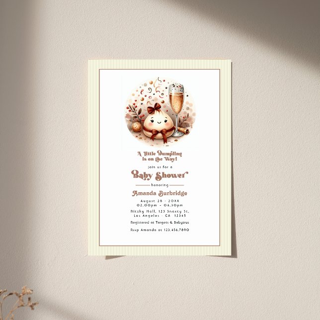 Invitación Un pequeño Dumpling Mocha Mousse Baby Shower (A Little Dumpling Mocha Mousse Baby Shower Invitation)