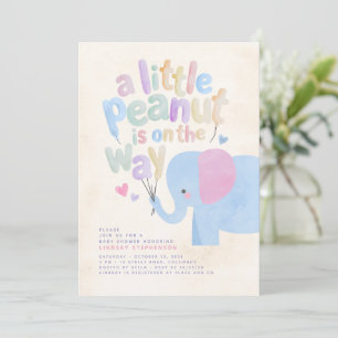 Invitación Un pequeño elefante de maní, suave y pastel, para 