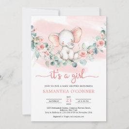 Invitación Un pequeño elefante eucalipto lindo corona es un c