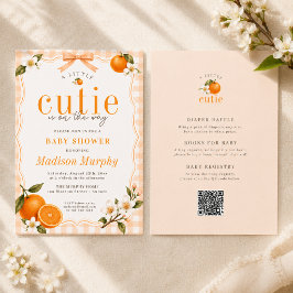 Invitación Un pequeño encanto de cuadros naranja neutral todo