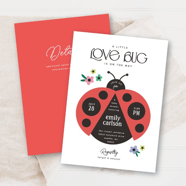 Invitación Un pequeño error de amor, ducha de bebé roja y bla (Subido por el creador)