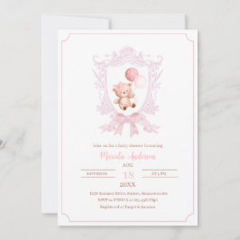 Invitación Un pequeño escudo bearly rosado dobla a bebé shInv