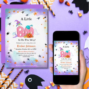 Invitación Un pequeño fantasma Boo, búho Baby Shower de Hallo
