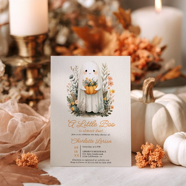 Invitación Un pequeño fantasma cayó en Halloween (A Little Boo Ghost Fall Halloween Baby Shower Invitation)